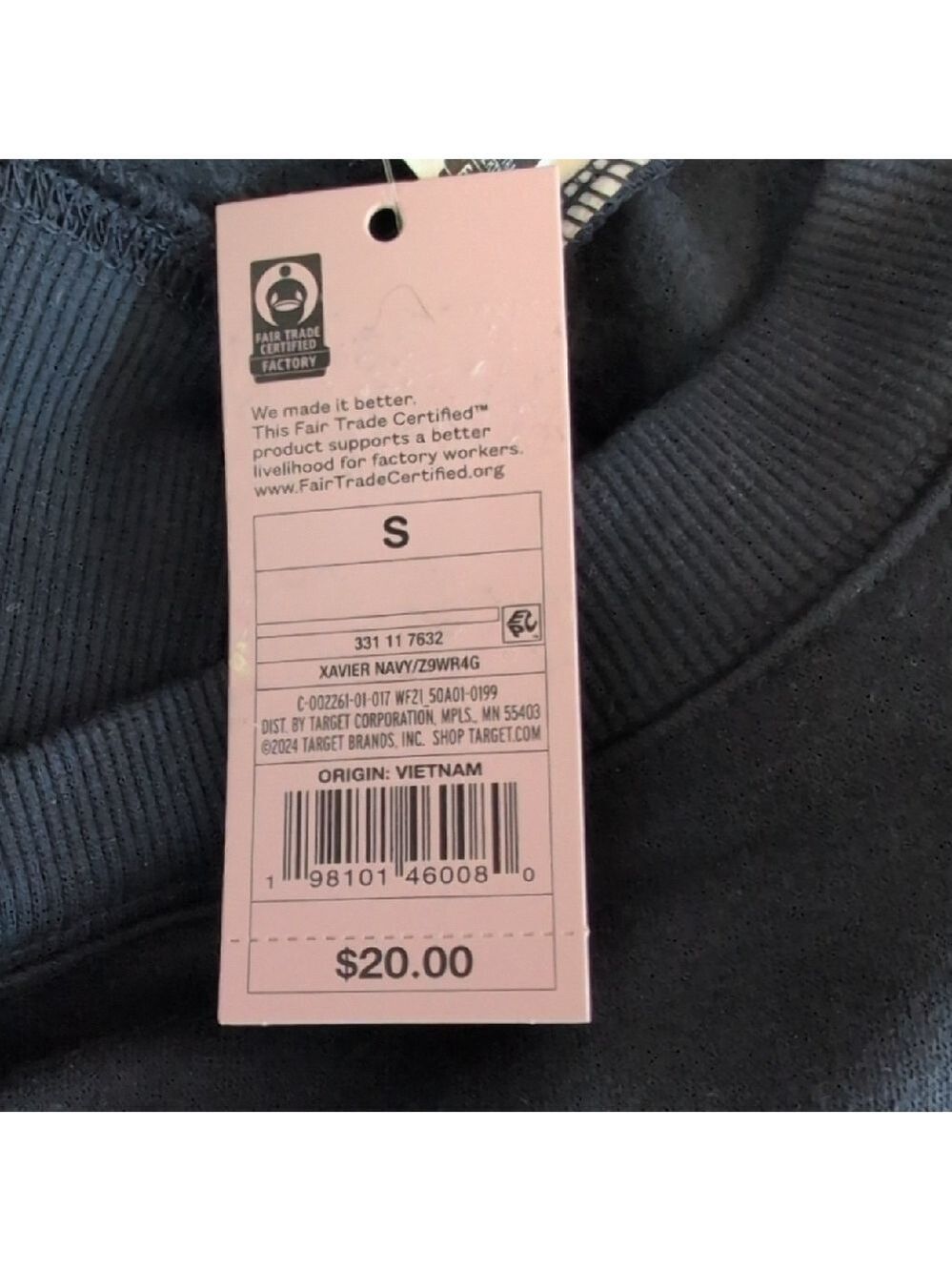 NWT Wild Fable Navy Cropped Sweatshirt  S         -717B - Picture 4 of 5